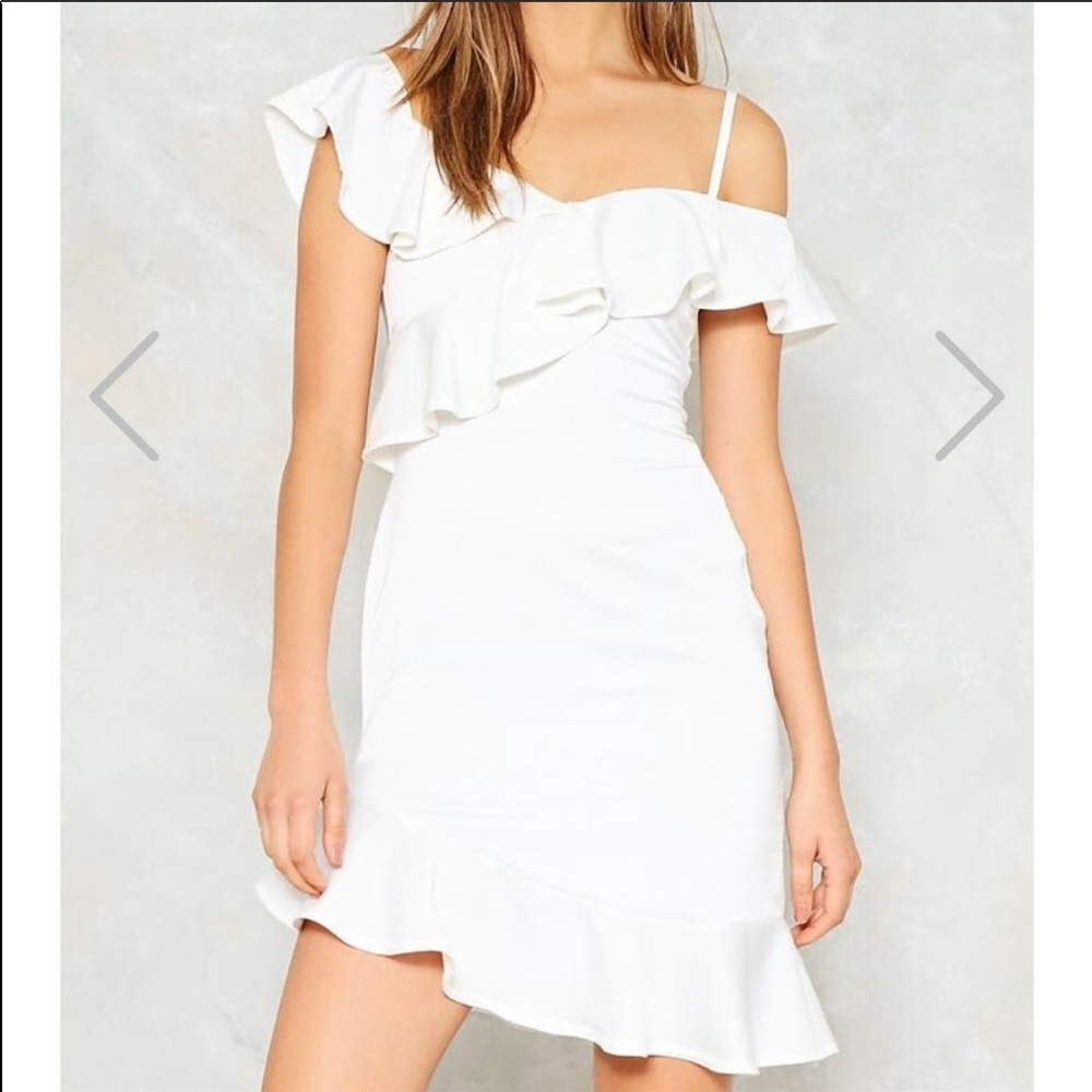 New Nasty Gal white ruffle dress